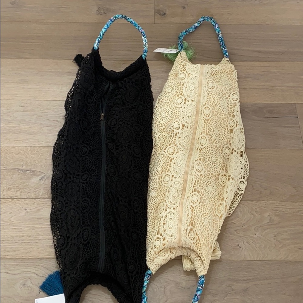 Black or cream hobo style crochet bag